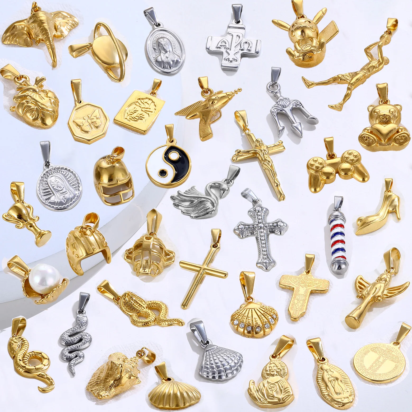 Trendy Bear Snake Pendant Stainless Steel Religious Cross Necklace Virgin Mary 18K Pearl Shell Pendant Jewelry for Women Men
Trendy Bear Snake Pendant Stainless Steel Religious Cross Necklace Virgin Mary 18K Pearl Shell Pendant Jewelry for Women Men