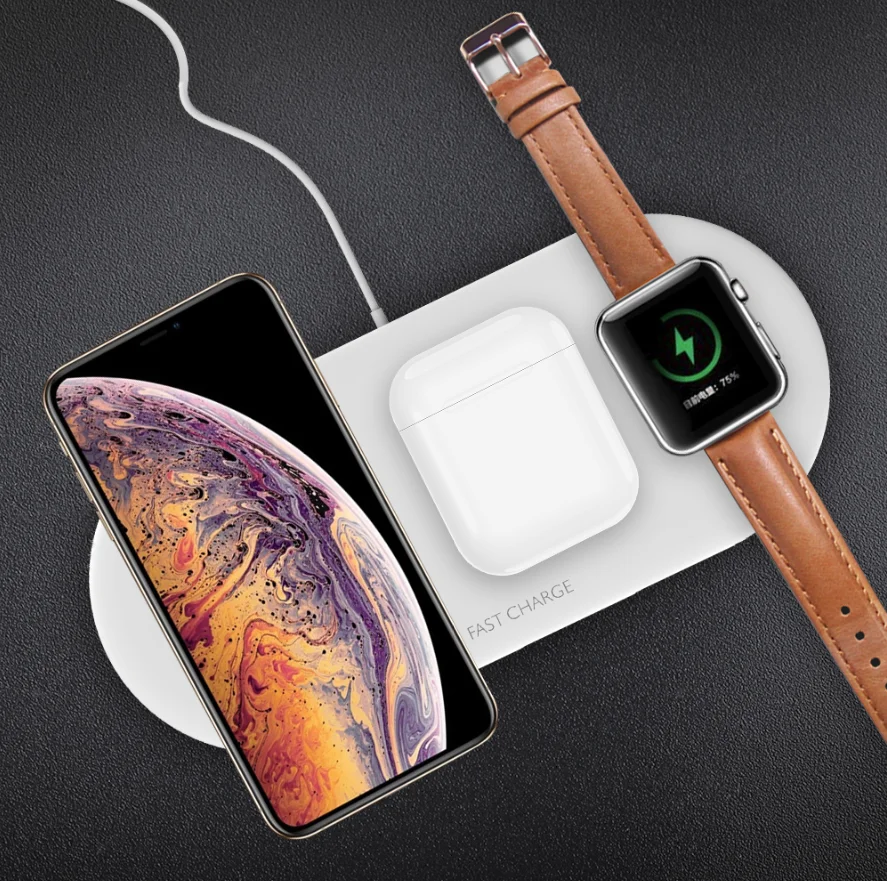 3 in 1 Wireless Charging Pad Compatible for Apple Watch Series 5 4 3 2 1, Airpods with Charging Case, Black, white
3 in 1 Wireless Charging Pad Compatible for Apple Watch Series 5 4 3 2 1, Airpods with Charging Case, Black, white