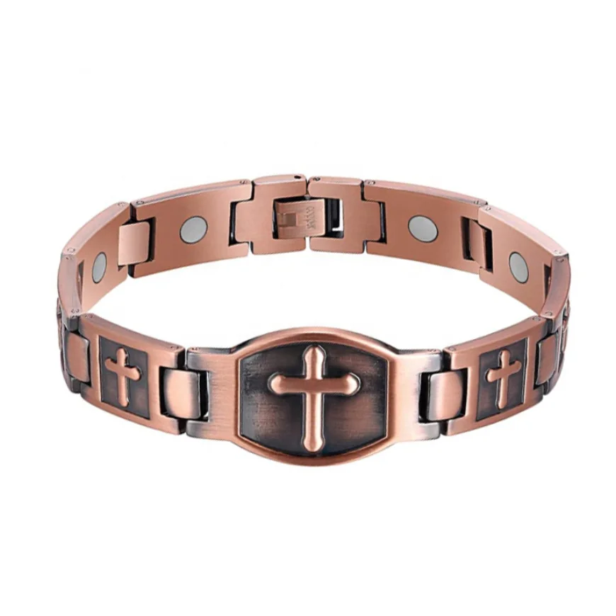 Wholesale Mens Magnetic Pure Copper Jesus Cross Bracelets For Arthritis Health Benefits, Antique copper
Wholesale Mens Magnetic Pure Copper Jesus Cross Bracelets For Arthritis Health Benefits, Antique copper