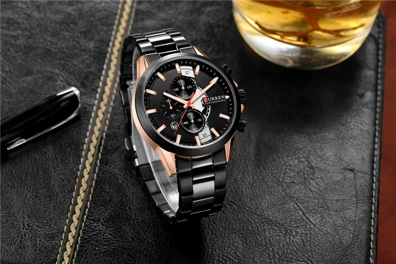 CURREN 8325 Watches Men Luxury Brand Waterproof Stainless Steel Quartz Business Date Chronograph Watch Relogio Masculino Clock