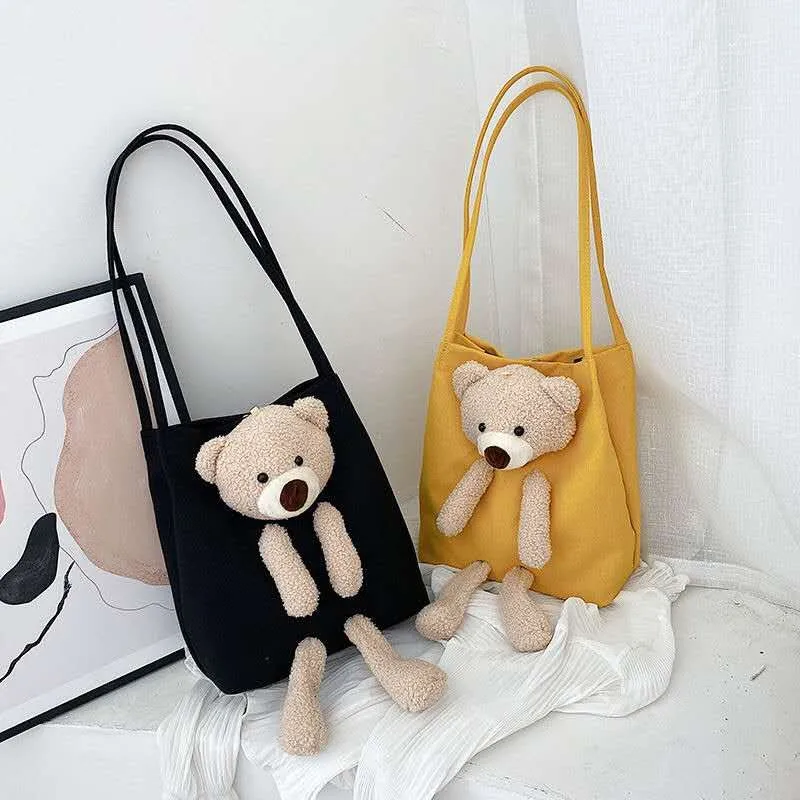 Long Shoulder Strap Shoulder Bag Cute Women and Girls Cotton Canvas Plush Faux Fur Bear Doll Tote Handbag, Black,white,yellow
Long Shoulder Strap Shoulder Bag Cute Women and Girls Cotton Canvas Plush Faux Fur Bear Doll Tote Handbag, Black,white,yellow