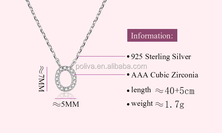 POLIVA Gold Plated 925 Sterling Silver Name Necklace Personalised Sideways Letter Necklaces Dainty Women Initial Necklace