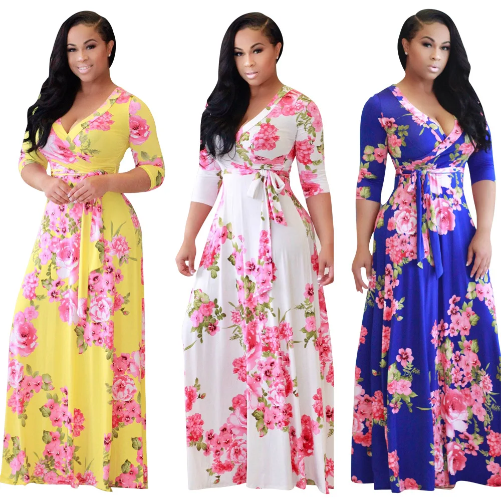 Wholesale custom Plus size women Clothing floral print Long sleeve Dress for women, As shown
Wholesale custom Plus size women Clothing floral print Long sleeve Dress for women, As shown
