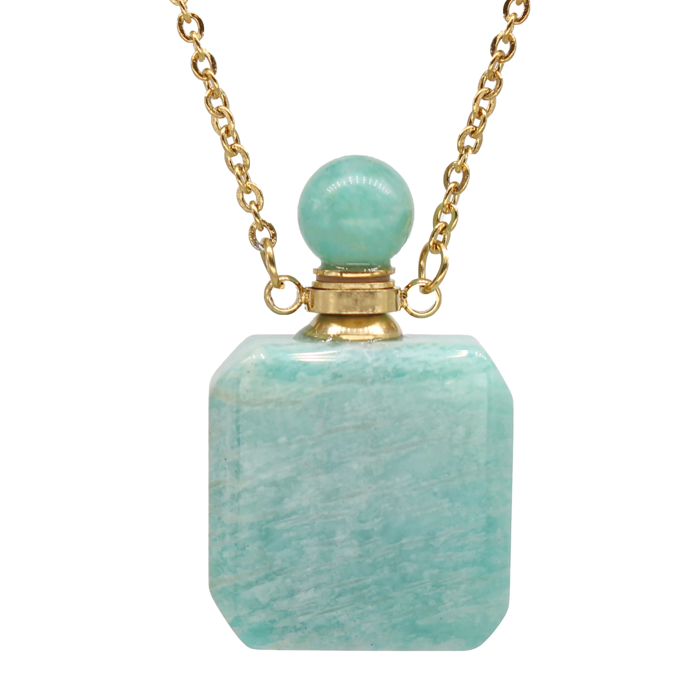 Essential Oil Perfume Bottle Stainless Steel Jewelry Crystals Gemstone Pendant Necklace, Amazonite
Essential Oil Perfume Bottle Stainless Steel Jewelry Crystals Gemstone Pendant Necklace, Amazonite