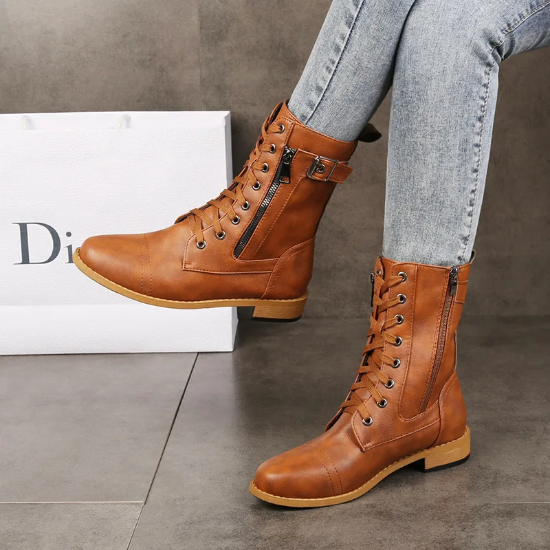 MAXCHASE Autumn and Winter flat low heel women's boots foreign trade belt buckle mid-calf length solid color Dr. Martens Boots
MAXCHASE Autumn and Winter flat low heel women's boots foreign trade belt buckle mid-calf length solid color Dr. Martens Boots