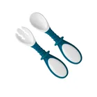 Self feeding spoon fork utensil set with travel safe case for baby led weaning