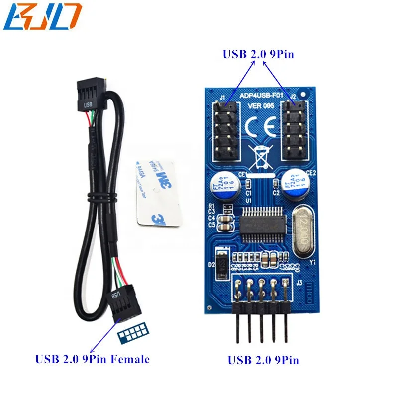 USB 2.0 9Pin Male 1 to 2 USB 9-Pin Connector Female Adapter Card + 30CM USB Extension Cable, Blue
USB 2.0 9Pin Male 1 to 2 USB 9-Pin Connector Female Adapter Card + 30CM USB Extension Cable, Blue