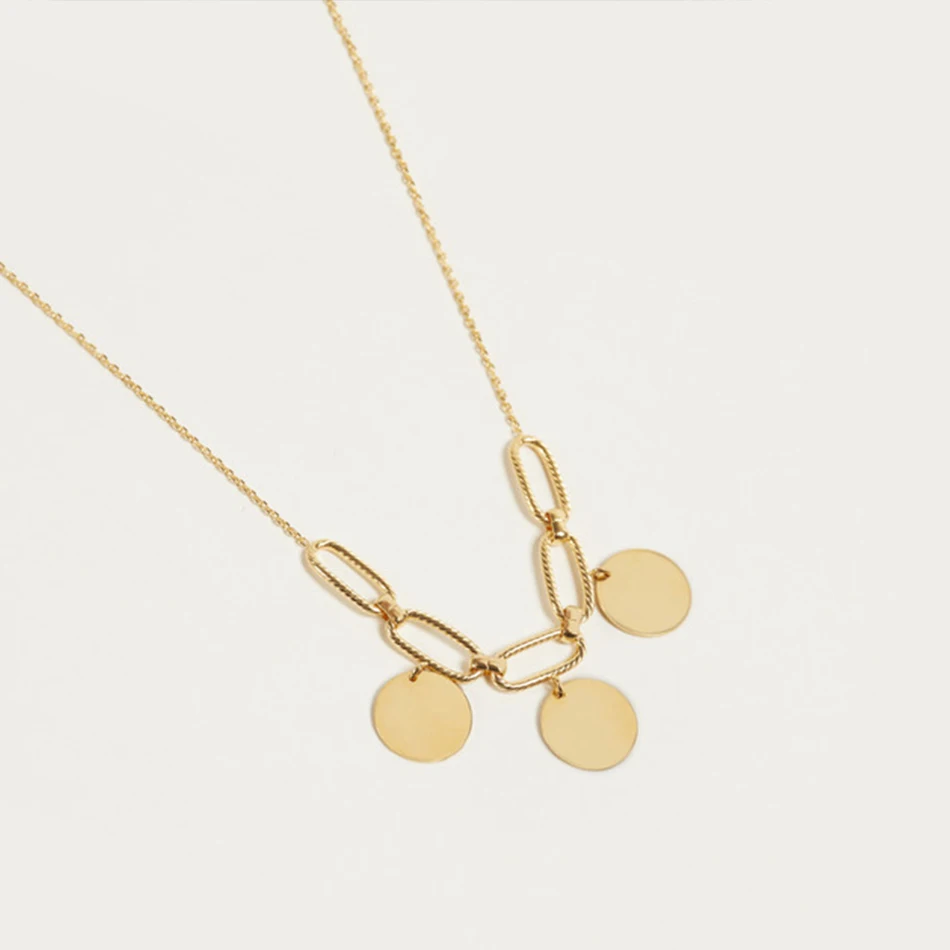 classic 18K gold vermeil big pendant link chain necklace jewelry 925 sterling silver three coins pendant necklace for women
classic 18K gold vermeil big pendant link chain necklace jewelry 925 sterling silver three coins pendant necklace for women