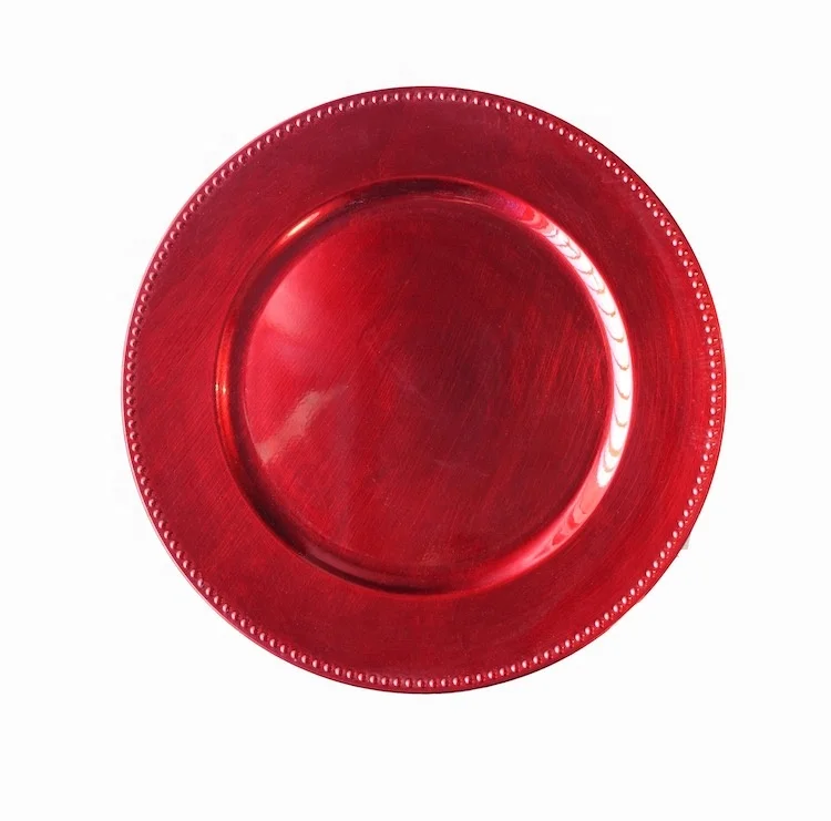 Large red beaded charger plates for wedding, Clear or color coating 
Large red beaded charger plates for wedding, Clear or color coating