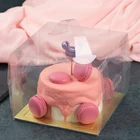 High Quality Custom Made Transparent PET Plastic Clear Decorative Wedding Golden Square Cake Box