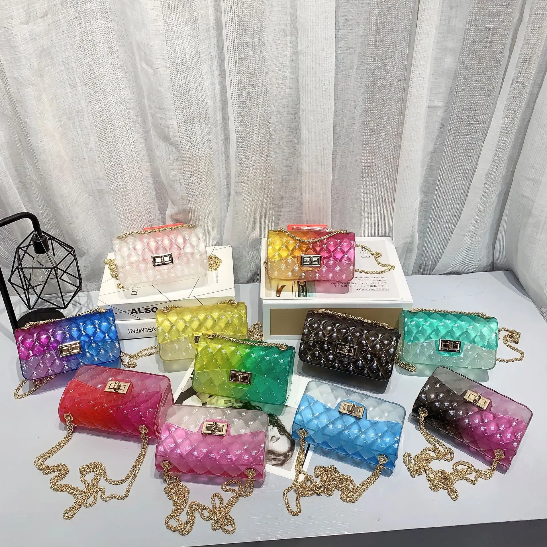 Colorful summer spring candy clear handbag PVC jelly bag rainbow mini women hand bag small lady fashion handbag wholesale
Colorful summer spring candy clear handbag PVC jelly bag rainbow mini women hand bag small lady fashion handbag wholesale