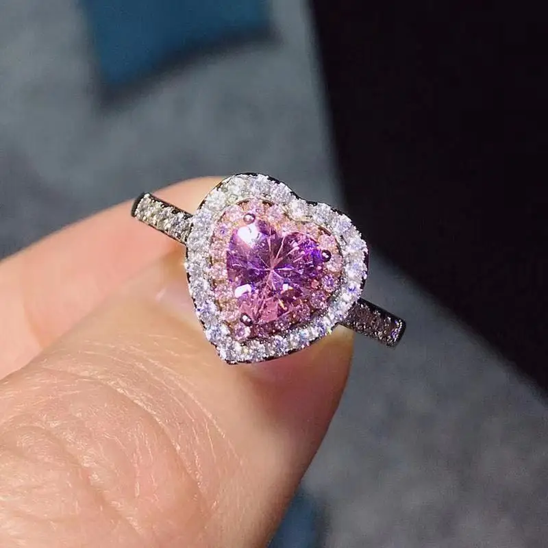 Romantic Pave Gemstone Diamond Heart Finger Ring Pink Shiny Zircon CZ Forever Love Heart Promise Ring For Bridal Wedding
Romantic Pave Gemstone Diamond Heart Finger Ring Pink Shiny Zircon CZ Forever Love Heart Promise Ring For Bridal Wedding