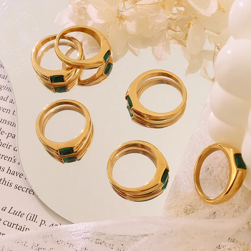 Elegant 18K Real Gold Plated Titanium Steel Green Diamond Rings Geometric Square Emerald Cubic Zircon Rings For Women Girl
Elegant 18K Real Gold Plated Titanium Steel Green Diamond Rings Geometric Square Emerald Cubic Zircon Rings For Women Girl