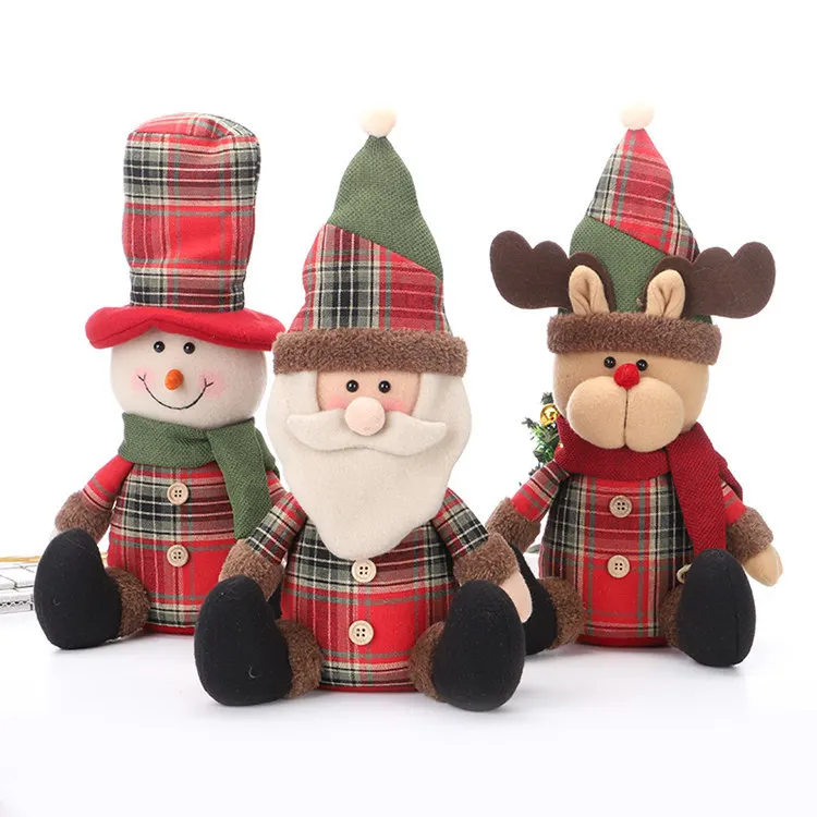 christmas santa & snowman doll plush reindeer santa claus snow