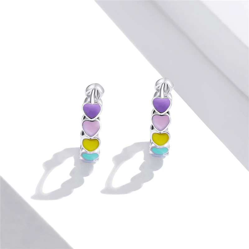 Fashion Jewelry Accessories Women Jewelry 925 Sterling Silver Rainbow Color Enamel Heart Hoop Earring
Fashion Jewelry Accessories Women Jewelry 925 Sterling Silver Rainbow Color Enamel Heart Hoop Earring