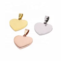 

Blank heart style free laser engrave silver gold rose gold tone classic high polish custom stainless steel heart shaped pendant