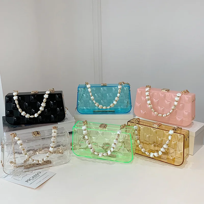 2021 Fashion Luxury Shell Strap Women Handbags Acrylic Bag Clear PVC Jelly Clutch Bag Party Wedding Box Purse Hand Bag, 6 colors
2021 Fashion Luxury Shell Strap Women Handbags Acrylic Bag Clear PVC Jelly Clutch Bag Party Wedding Box Purse Hand Bag, 6 colors