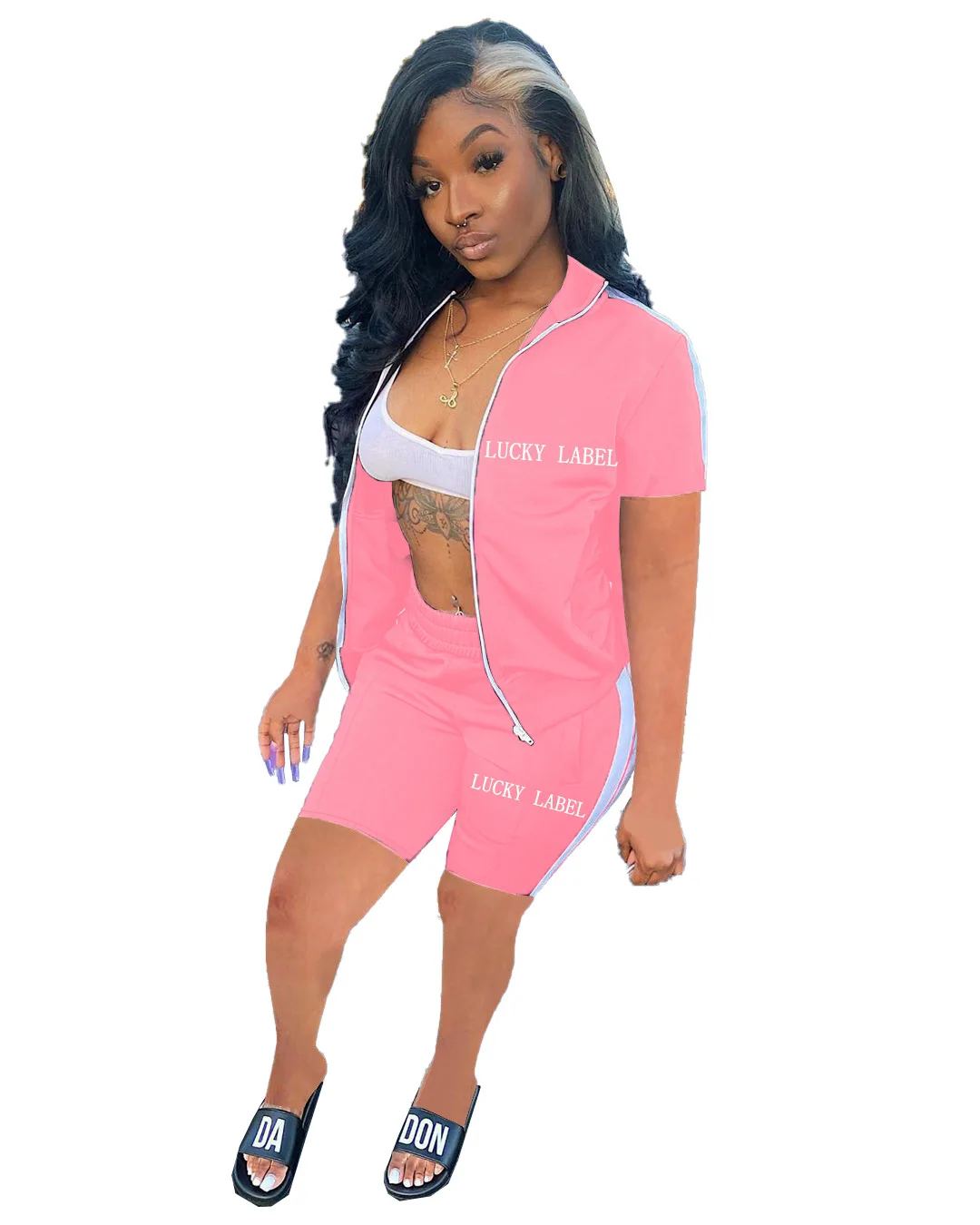 Hot Selling Women Summer Shorts Set Two Piece Suits Sports Clothing Skinny Tank Tops T Shirts Lucky Label Tracksuits
Hot Selling Women Summer Shorts Set Two Piece Suits Sports Clothing Skinny Tank Tops T Shirts Lucky Label Tracksuits