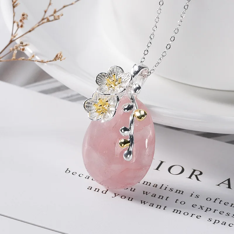 Elegance S925 Sterling Silver Women's Necklace Pink Crystal Plum Pendant Collarbone Jewelry Gemstone Necklace
Elegance S925 Sterling Silver Women's Necklace Pink Crystal Plum Pendant Collarbone Jewelry Gemstone Necklace