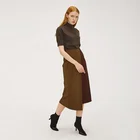 Designer brand high waist Vintage Contrast color Pack hip splice casual women's straight skirt