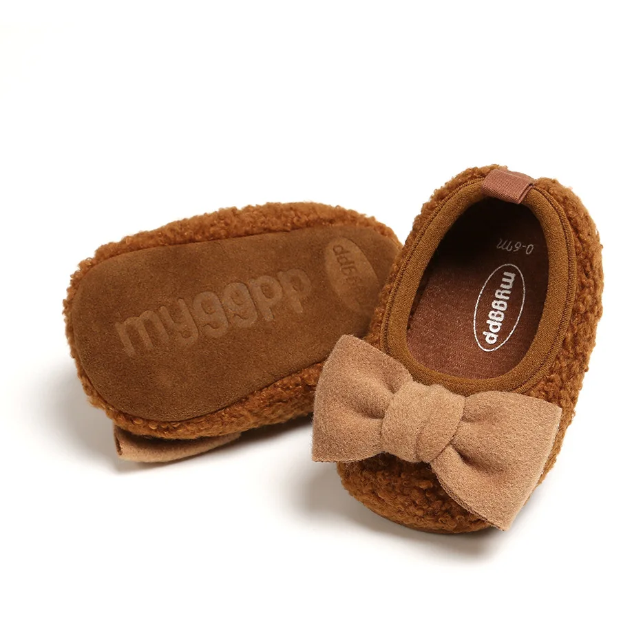 Beautiful Cute Candy Color Warm Woolen Cloth Soft Sole Toddler Baby Shoes for Boys and Girls factory
