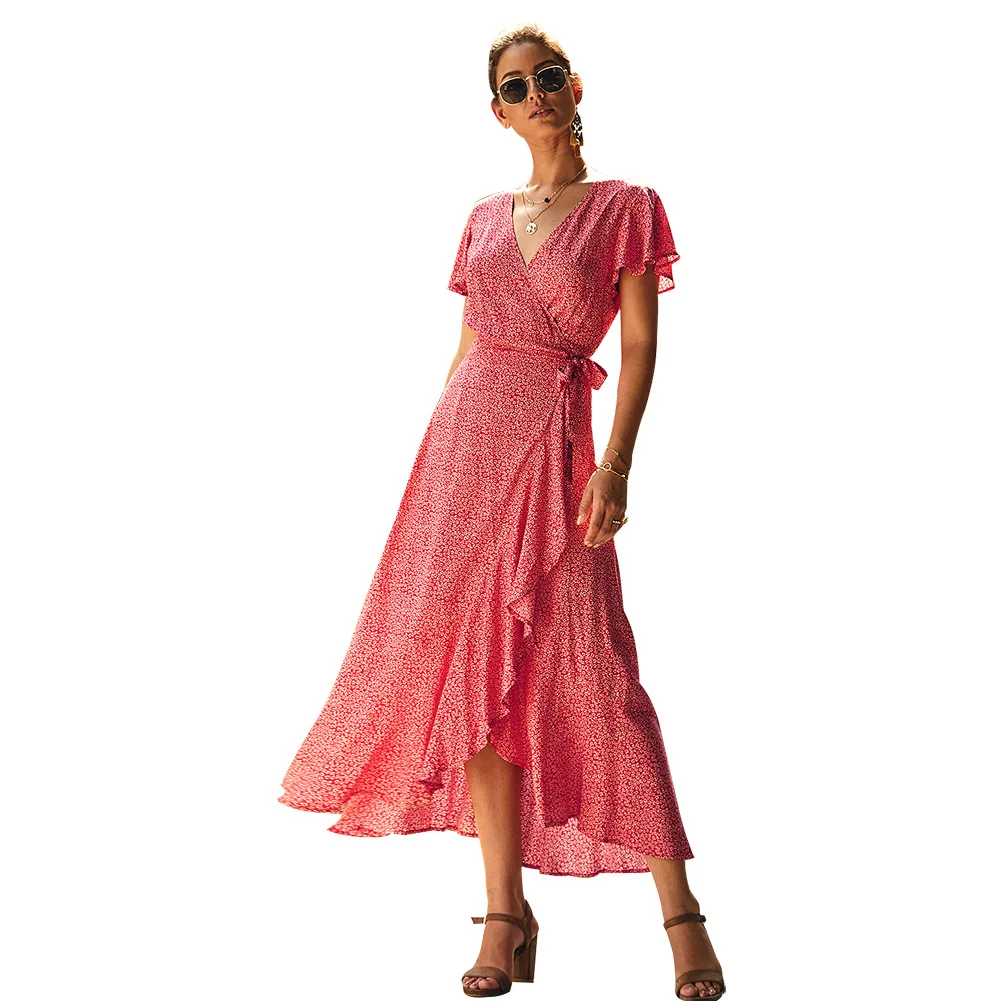 Wholesale high quality ladies summer short-sleeved dress floral ruffled women' asymmetric casual dress, 4 color
Wholesale high quality ladies summer short-sleeved dress floral ruffled women' asymmetric casual dress, 4 color
