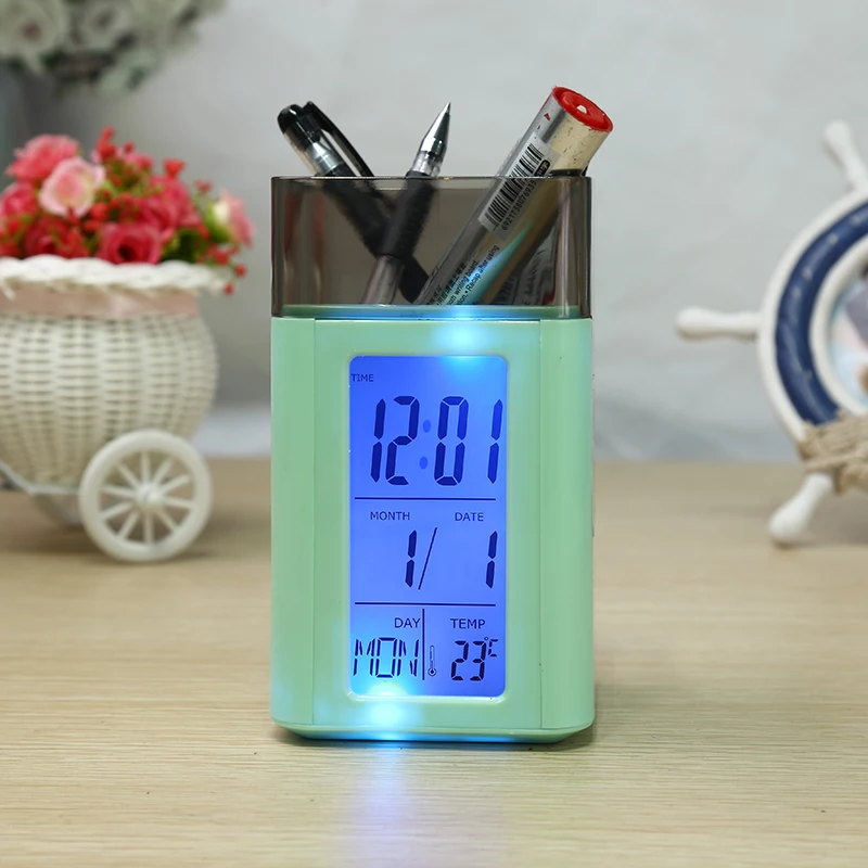 Voice-activated lighting lights luminous student alarm clock office pen holder electronic alarm clock, Green white
Voice-activated lighting lights luminous student alarm clock office pen holder electronic alarm clock, Green white