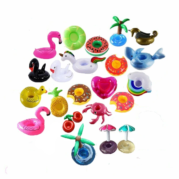 

Wholesale Inflatable Cup Holder Beer Drink Floating Swimming Pool Beach Flamingo Unicorn Coconut tree, Multi colors