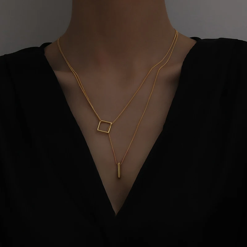 Two Layered Bar Square Necklaces Charm Choker Necklaces for Women Minimalist Titanium Steel Necklace 2020 Jewelry
Two Layered Bar Square Necklaces Charm Choker Necklaces for Women Minimalist Titanium Steel Necklace 2020 Jewelry