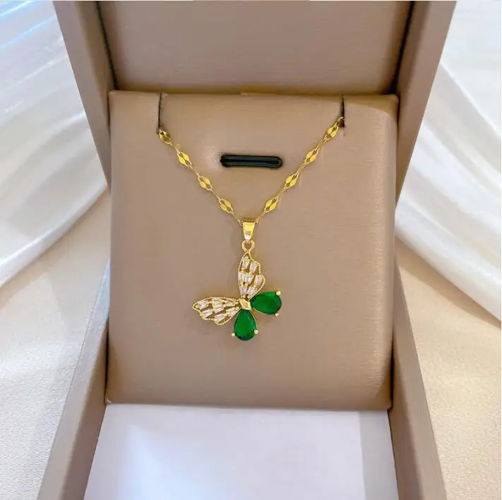Fashion Zircon diamond Butterfly Pendant Necklace for Women Charm Stainless Steel Jewelry Lucky Amulet Accessories Gift
Fashion Zircon diamond Butterfly Pendant Necklace for Women Charm Stainless Steel Jewelry Lucky Amulet Accessories Gift