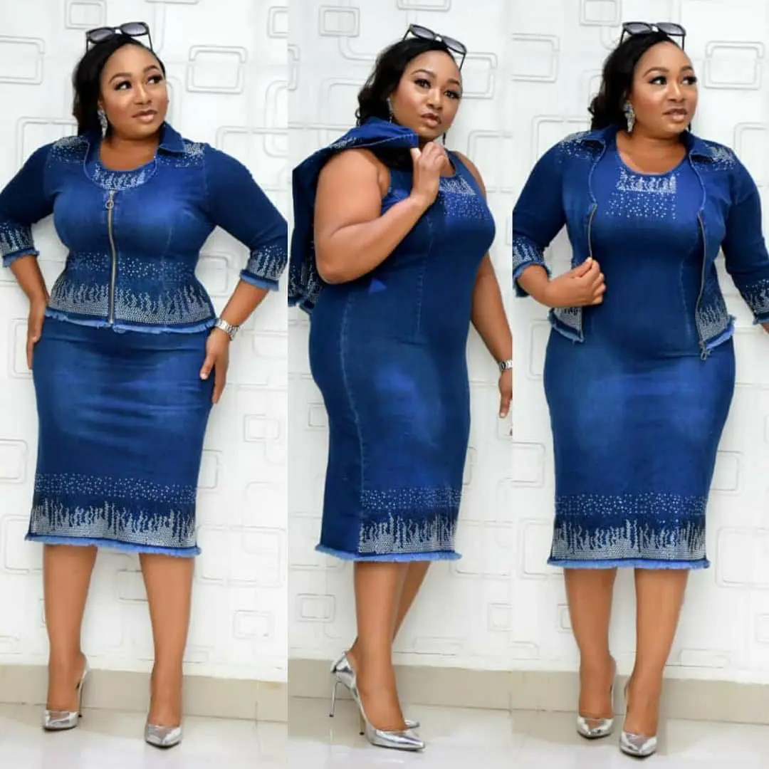 Cowinner Plus Size Women's 2 Pieces Denim Dress Set Rivet Long Sleeve Denim Coat With Midi Bodycon Skirt Set, As showed
Cowinner Plus Size Women's 2 Pieces Denim Dress Set Rivet Long Sleeve Denim Coat With Midi Bodycon Skirt Set, As showed