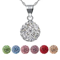 

Shining Pretty Colorful 925 sterling silver Colorful Micro Pave Full CZ Disco Pendant Round Ball Necklace