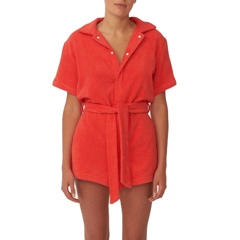 Women beach wearing terry towel jumpsuit women elastic waist terry jumpsuit women swimsuit with belt, Customized color
Women beach wearing terry towel jumpsuit women elastic waist terry jumpsuit women swimsuit with belt, Customized color
