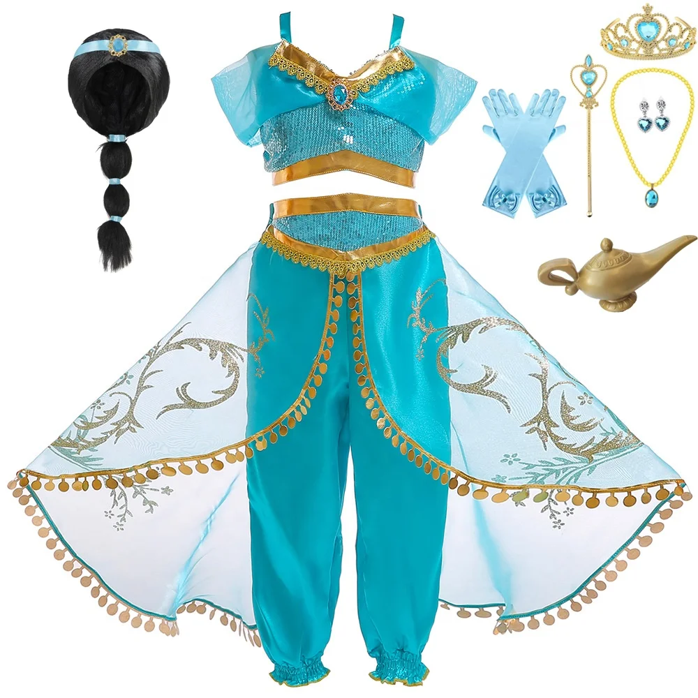Cartoon Movie Cosplay Jasmine Princess Pant Set Girls Halloween Costumes With Wig
Cartoon Movie Cosplay Jasmine Princess Pant Set Girls Halloween Costumes With Wig