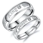 High Quality Zircon Custom King Queen Stainless Steel Engagement Wedding Ring Couple
