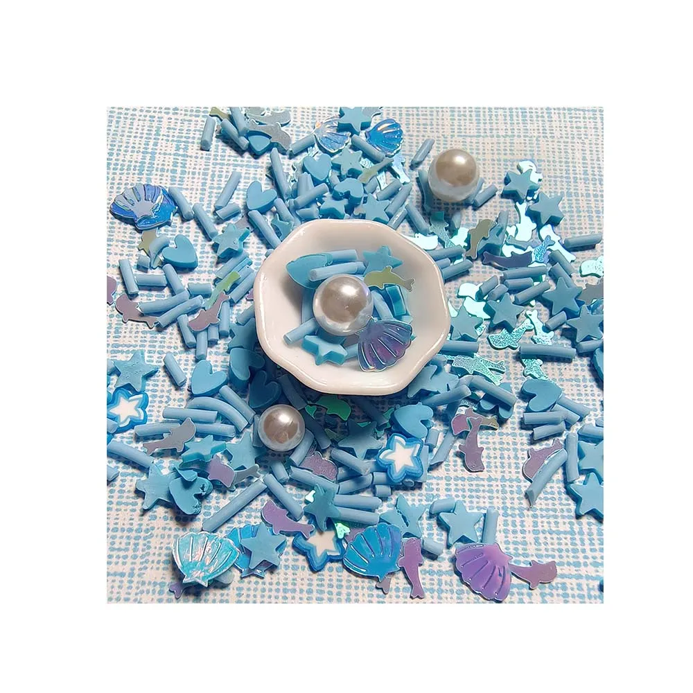 

Blue Sea Animal Theme Polymer Clay Fish Star Soft Slices Plastic Pearl Beads for DIY Jewelry Nail Art Slime Filling