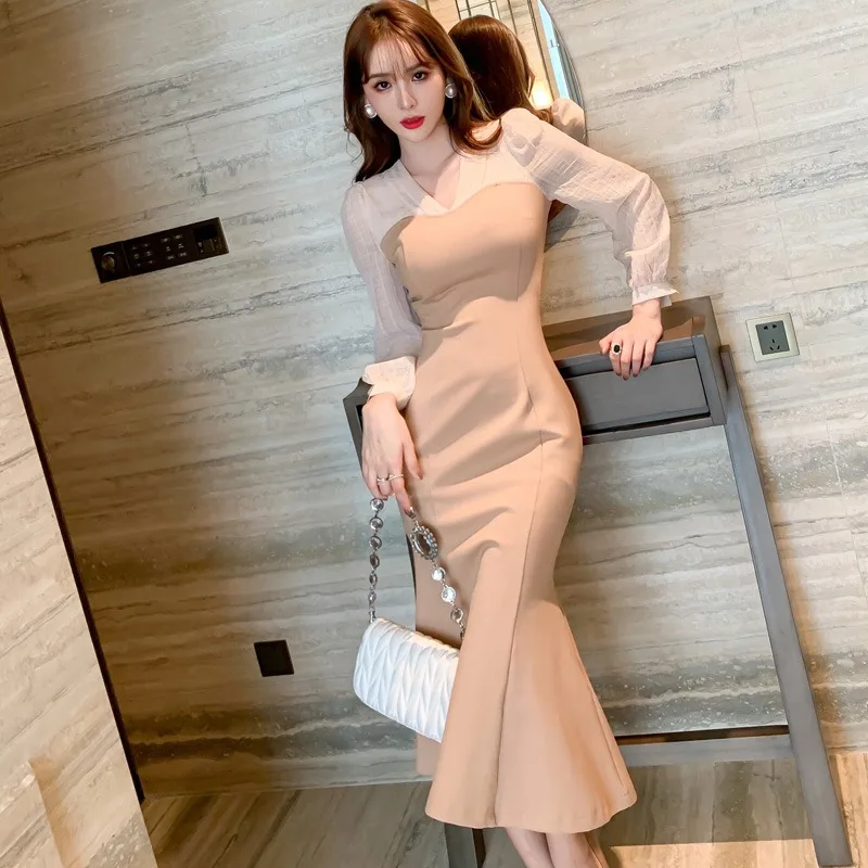 2021 Spring Dress Korean Mid Length Skirt Gentle Soft Bodycon Hip Mermaid Long Sleeved Dress, Picture
2021 Spring Dress Korean Mid Length Skirt Gentle Soft Bodycon Hip Mermaid Long Sleeved Dress, Picture