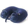 Double compression inflatable neck pillow easy carry lunch break U-shaped pillow zipper design whosaleCrystal velvet Liner
