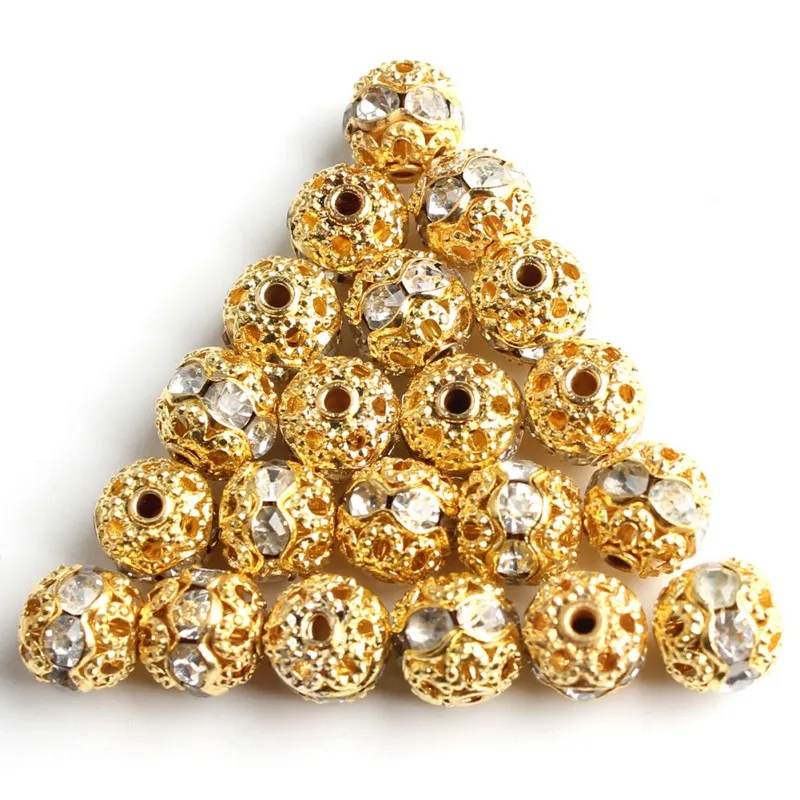 6mm 8mm Gold/Silver Color Crystal Rhinestone Round Metal Ball Spacer Beads For Jewelry Making Diy Bracelet, As picture
6mm 8mm Gold/Silver Color Crystal Rhinestone Round Metal Ball Spacer Beads For Jewelry Making Diy Bracelet, As picture