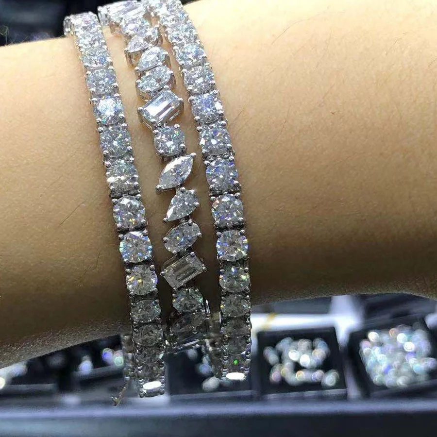 9k White Gold 3mm Round Holycome Gems Customized Jewelry Loose Moissanite Diamond Chain Solid White Gold Bracelet For Women
9k White Gold 3mm Round Holycome Gems Customized Jewelry Loose Moissanite Diamond Chain Solid White Gold Bracelet For Women