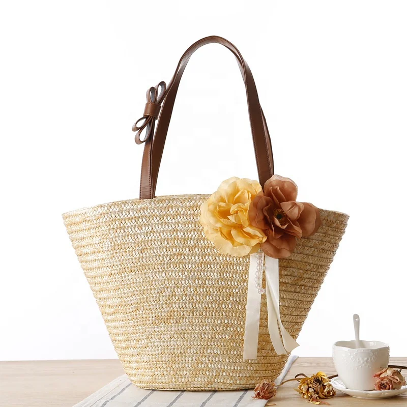 2020 New style garden flower solid color straw woven shoulder bag hand-woven beach tote handbag, Original color
2020 New style garden flower solid color straw woven shoulder bag hand-woven beach tote handbag, Original color