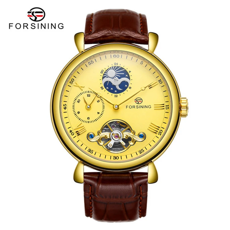 

FORSINING New Tourbillon Automatic Mechanical Men Wristwatch Military Genuine Leather Male Clock Top Brand Luxury Man Watch 8212