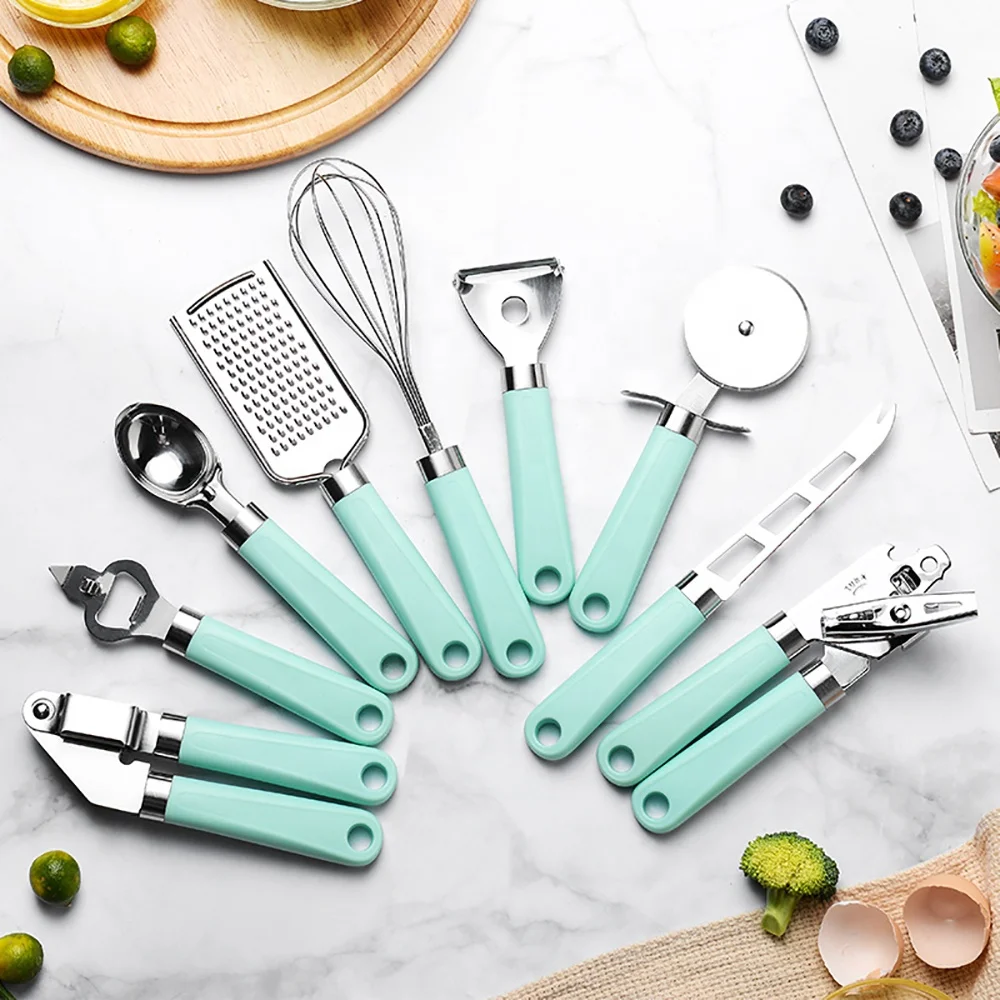 Creative Plastic Handle Stainless Steel Kitchen Gadget Set 9-piece Kitchen Utensil Kit Household Kitchenware Miscellaneous Set, Green
Creative Plastic Handle Stainless Steel Kitchen Gadget Set 9-piece Kitchen Utensil Kit Household Kitchenware Miscellaneous Set, Green