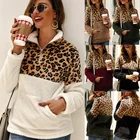 J85 leopard sherpa pullovers Women sherpa top