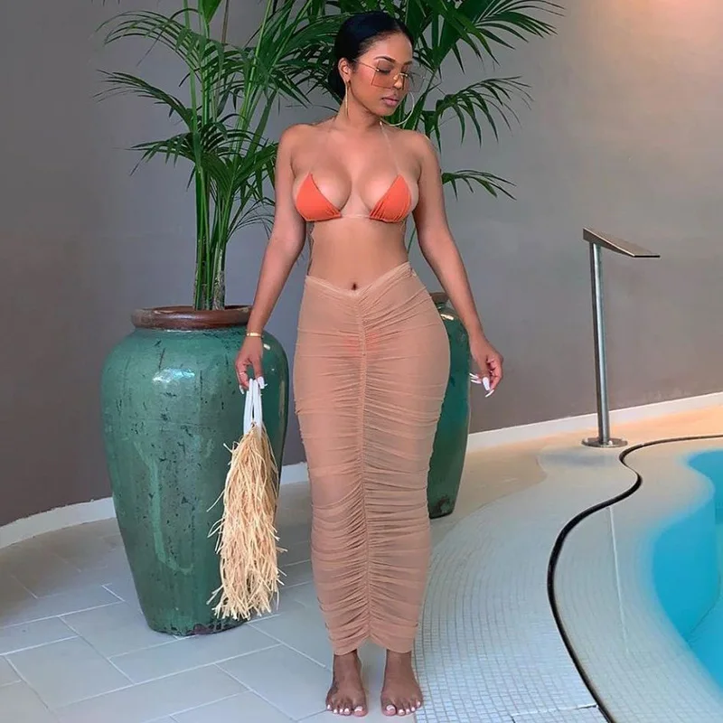 Summer Party Clothing Lady Breathable Mesh Pleated Dress See Through High Waist Long Skirt
Summer Party Clothing Lady Breathable Mesh Pleated Dress See Through High Waist Long Skirt