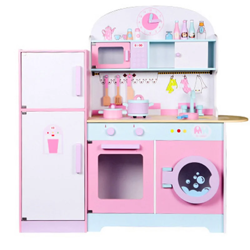 pink toy wooden kitchen