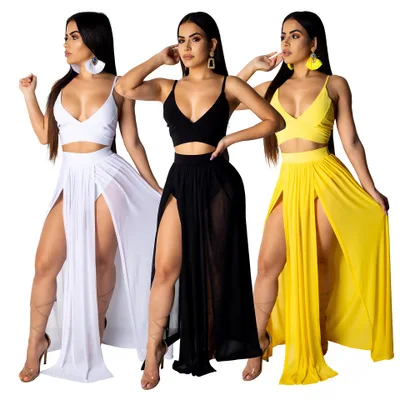 F21286A 2020 Summer women sexy halter vest chiffon skirt two-piece set, White, black, yellow
F21286A 2020 Summer women sexy halter vest chiffon skirt two-piece set, White, black, yellow