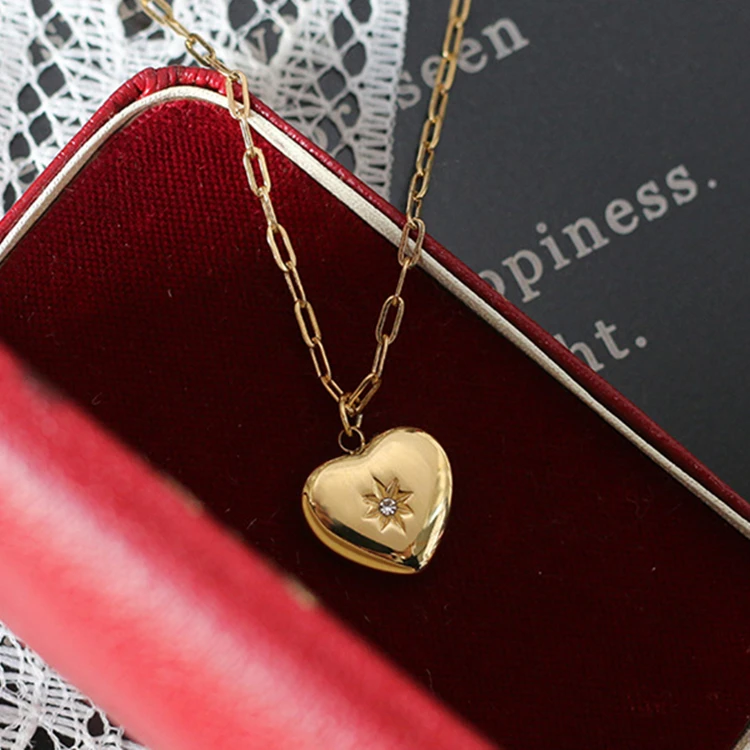 Solid Love Heart Shaped North Star Pendant Necklace 18K Gold Plated Stainless Steel Rose GOLD Color Link Chain Necklaces Wedding
Solid Love Heart Shaped North Star Pendant Necklace 18K Gold Plated Stainless Steel Rose GOLD Color Link Chain Necklaces Wedding