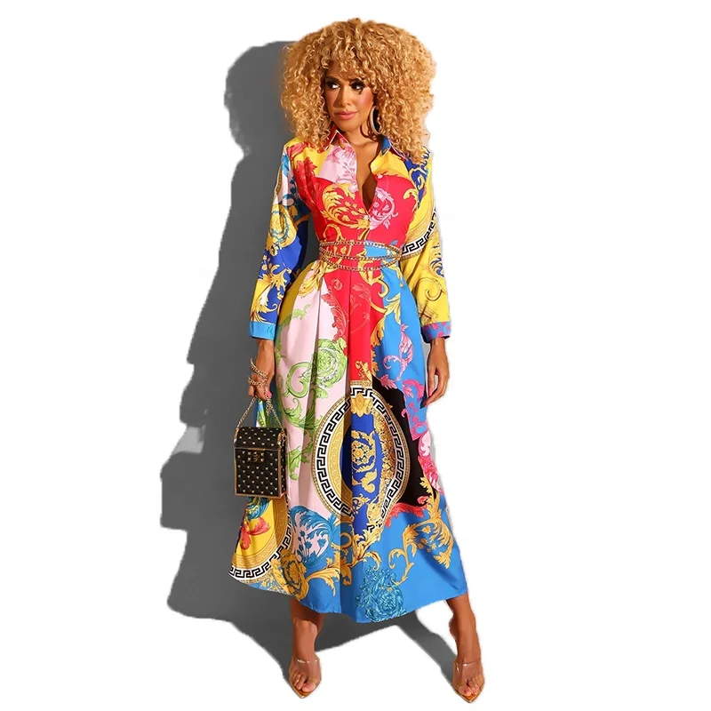 2021 New Fashion printed sexy shirt and long skirt suit casual women's pleated casual Dress
2021 New Fashion printed sexy shirt and long skirt suit casual women's pleated casual Dress