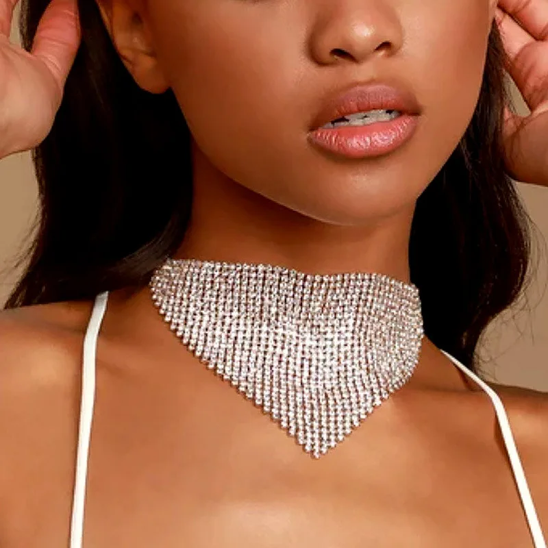 WIIPU Ladies Luxury Rhinestone Large Necklace Crystal Bib Collar Multi-row Diamond Jewelry Necklace, Silver,gold
WIIPU Ladies Luxury Rhinestone Large Necklace Crystal Bib Collar Multi-row Diamond Jewelry Necklace, Silver,gold